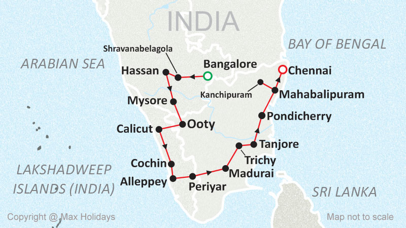 South India Tour Map