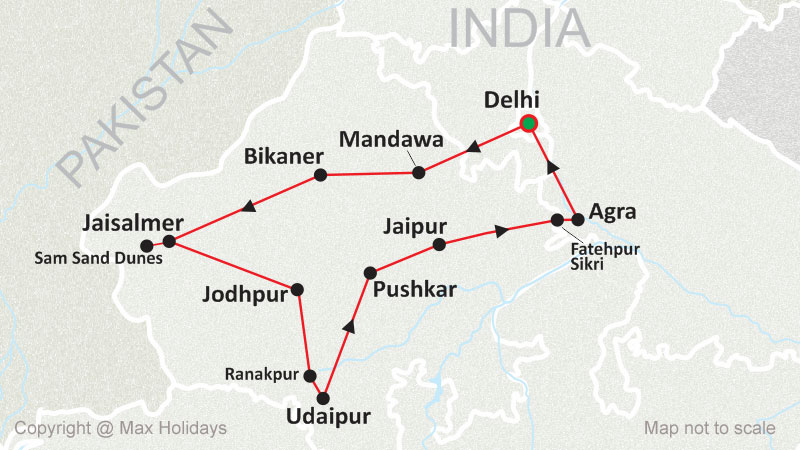 Heritage Rajasthan Tour Map