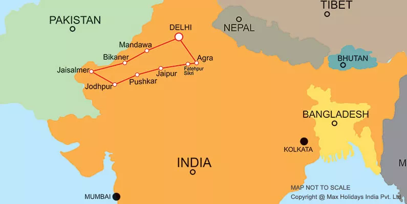 Rajasthan Desert Festival Tour Map