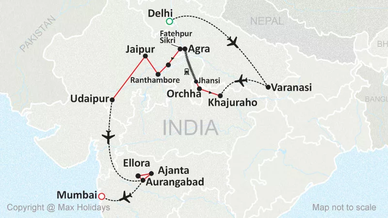 Magical India Tour with Mumbai Map