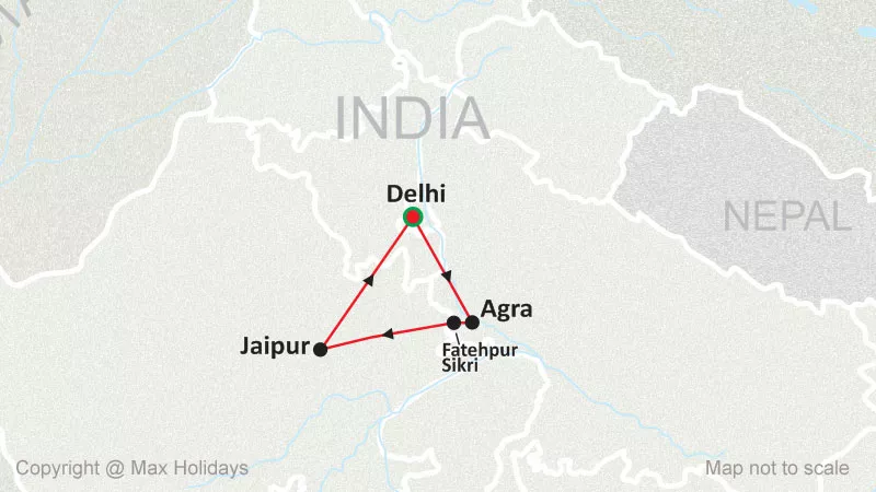 India's Golden Triangle Tour Map