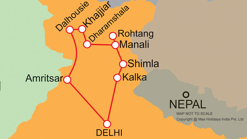 Himachal Honeymoon Tour Map