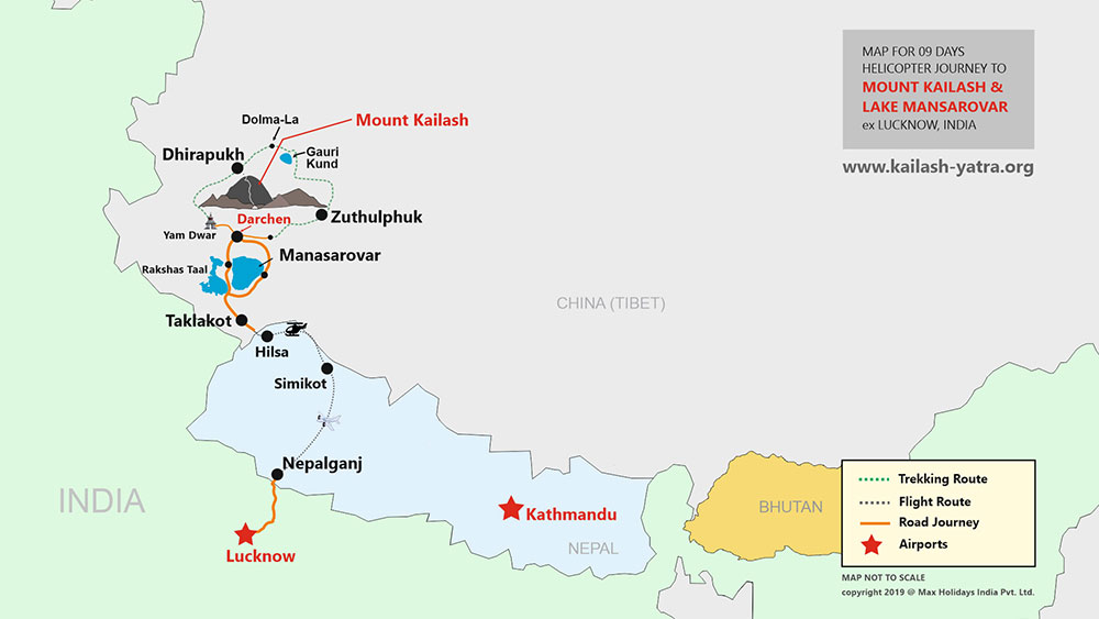 Kailash Mansarovar Helicopter Tour Map